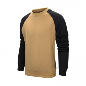 Custom logo casual long sleeve color block streetwear crew neck plain pullover fleece sweatshirt men