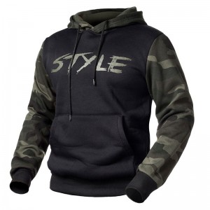 Custom men loose color block high quality hoodies custom camouflage printed hoodie pullover sweatshirt