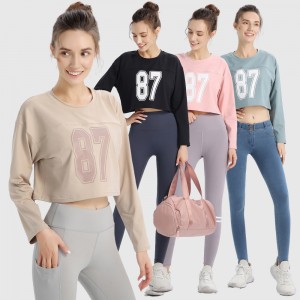 Sweatshirts | Women crewneck long sleeve crop top fitness running t-shirts sports sweatshirt