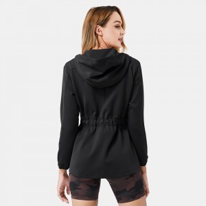 Lady Athletic Sportswear Workout Top Fitness Zipper Long Sleeve Hooded Yoga Sports Jackets Coat