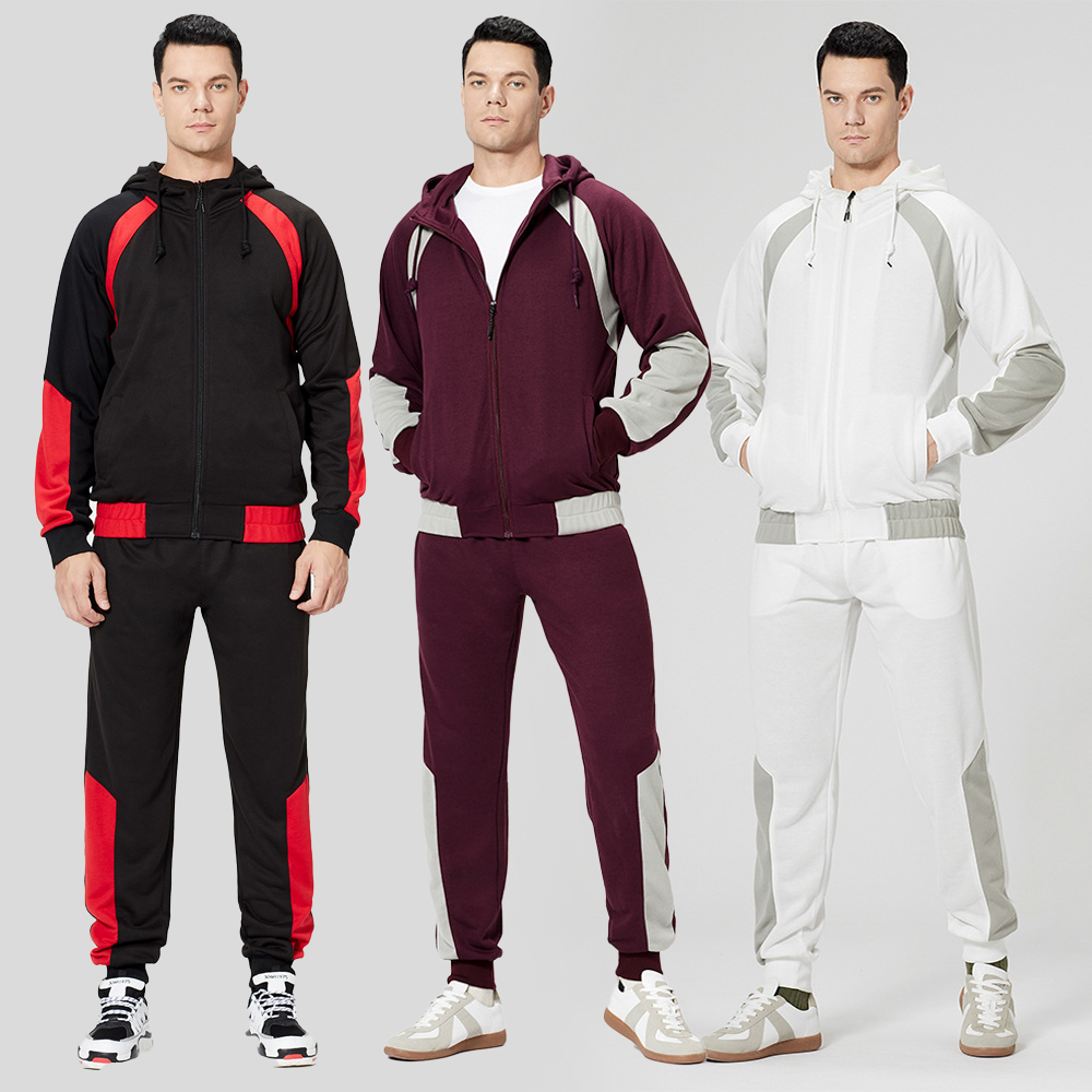 High-Quality CE Certification Men Sports Coat Suppliers Manufacturers Custom Mens Casual Outfits Color Blocked Tracksuits Fashion Sportswear Zipper Hoodies Sweatsuits – Omi