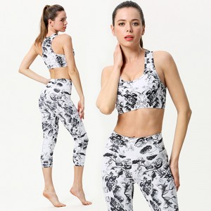New Design Fitness Exercise Yoga Sets Sublimation Printed Sports Bra High Waist Leggings Suits