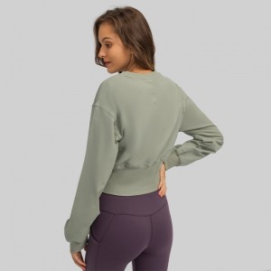 Crop Top | Women loose long sleeve pullover casual sports crop top shaped active gym sweatshirts