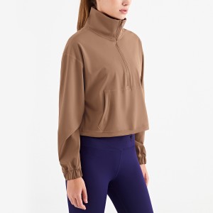 Sweatshirts | Women sports coats long sleeve half zip kangaroo pocket active casual sweatshirts