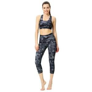 New Design Fitness Exercise Yoga Sets Sublimation Printed Sports Bra High Waist Leggings Suits