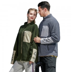 Lamb Jackets | Fashion winter coats color blocked patchwork zip up outerwear poly sherpa jacket