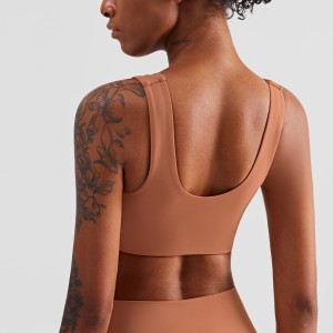 Women U neck yoga sports bras tank top back nude feeling gym workout fitness athletic underwear