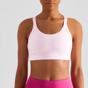 Women U neck wrinkles sports bra X back fitness workout yoga gym running athletic pilates tops