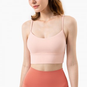 18 Years Factory China Lu-14 Spring and Summer New Style Double Straps Cross Beautiful Back Sports Underwear Women′ S Skin-Friendly Nude Feeling Gathered Shock-Proof Sports Bra