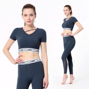 Fashion women crop top fitness leggings suit sports clothing custom private label yoga gym set