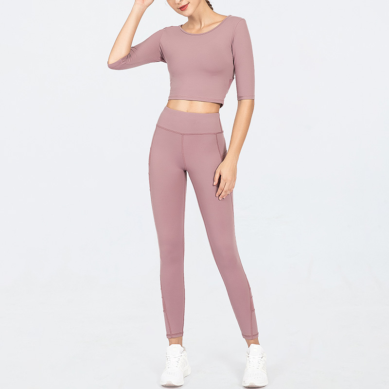 China Wholesale Zipper Military Jacket Manufacturers - Custom short sleeve tank top sports apparel yoga mesh pants gym activewear sets for women – Omi