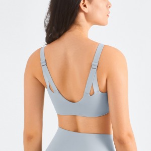 Womens v neck yoga sports bras adjustable shoulder straps gym workout running athletic crop top