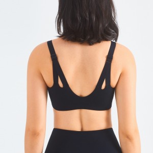 Womens v neck yoga sports bras adjustable shoulder straps gym workout running athletic crop top