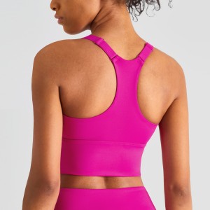 Women crop sports bras adjustable shoulder straps racerback padded yoga gym fitness athletic top