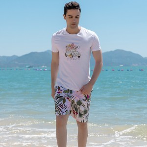 Men beach shorts surfing sweatpants print loose casual holiday seaside quick dry board pants