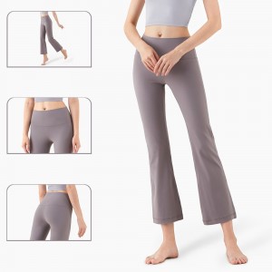 Women bell bottomed pants butt lift tummy control workout running fittness yoga sweatpants