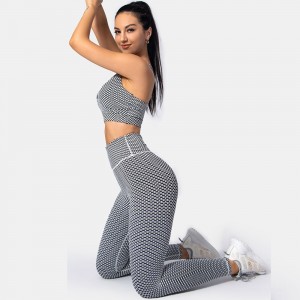 Yoga X back sexy hollow out sports bras gym running high waist butt lift leggings 2 piece set
