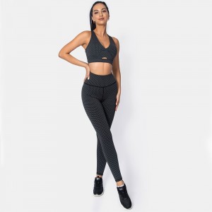 Hot Selling for China Factory New Design Striped Sexy Push up Sports Bra and Butt Lift Legging Set, Custom Logo High Quality Bodybuilding Gym Wear Seamless Yoga Clothes for Women