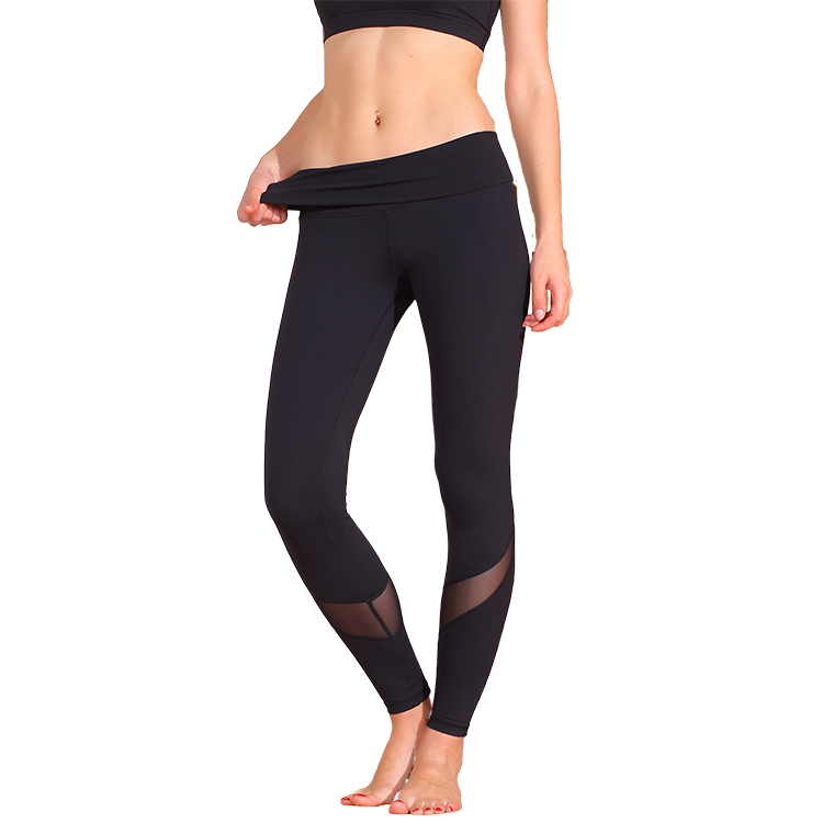 Factory Supply Spandex Mesh Fabric - New fashion black mesh womens yoga gym tights mesh leggings – Omi