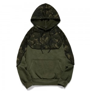 Mens camouflage printed pullover colorblock hoodies loose casual running hooded fleece sweatshirts