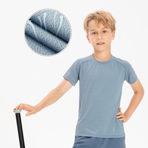 Children short sleeve mesh t-shirts quick dry loose breathable workout fitness kids running tshirt