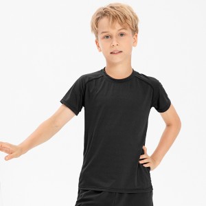 Children short sleeve mesh t-shirts quick dry loose breathable workout fitness kids running tshirt