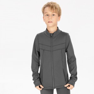 Children long sleeve zip jackets warm loose casual fitness training running kids coats with pockets