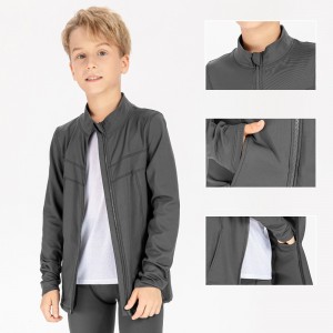 Children long sleeve zip jackets warm loose casual fitness training running kids coats with pockets