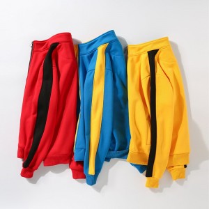 Men women winter coat colorblock zip jacket custom long sleeve print embroidery sweatshirts