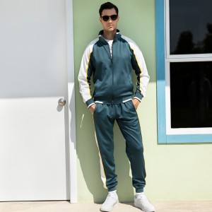 Mens zip up color block jackets tracksuits drawstring oversized running casual fall sweatsuits