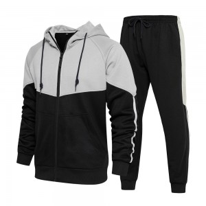 OEM/ODM China New Design Colorblock Style Mens High Quality Fashionable Soft Hoodies Set