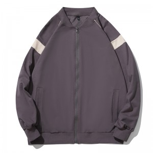 Mens stand collar color block jackets fashion zip up fleece casual coats school baseball uniforms