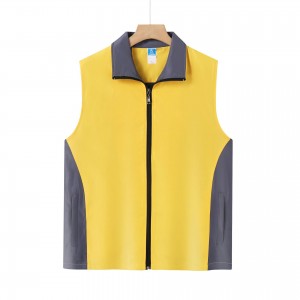 Men women color block zip vest supermarket overalls volunteer sleeveless jackets custom logo coat