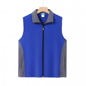 Men women color block zip vest supermarket overalls volunteer sleeveless jackets custom logo coat