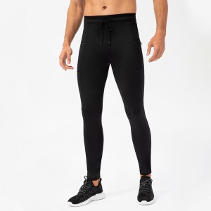 Men tights fitness compression leggings zip pocket high stretch outdoor running training pants