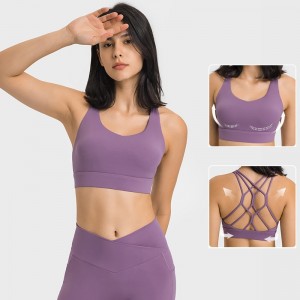 Womens sports bra criss cross strappy yoga fitness workout gym cropped bras