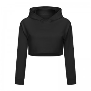 Discountable price China Aibort Black Woman Casual Crop Top Hoodies Bulk for Little Girl (X-ND083-5)