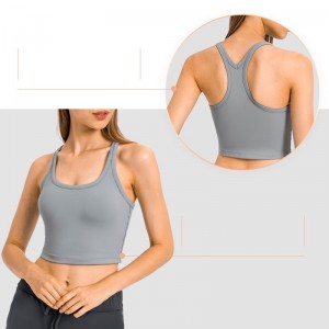 Womens tank top yoga padded racerback training fitness sports running gym crop tops