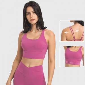 Womens sports bras V back cross spaghetti straps high strength gym bra