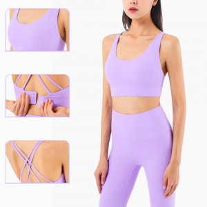 Womens cross spaghetti straps sports bras workout running hook and eye closure athletic fitness top