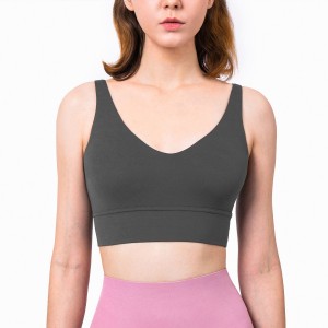 Women deep V neck sports bra sexy U back yoga workout running fitness crop tank top