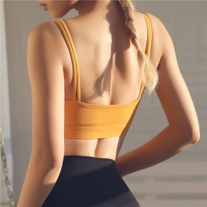 Womens yoga fitness sports bra double spaghetti straps running workout gym tops underwear