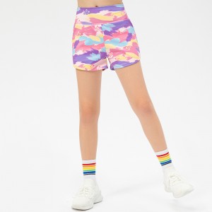 Girls printed sports shorts yoga fitness moisture-wicking training sweatpants children short pants