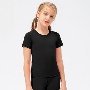 Girls t-shirts children yoga sports short sleeve tee moisture-wicking breathable kids running tshirt