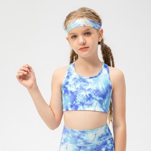 Girls sports vest printed yoga top racerback fitness running children waistcoat dance underwaist