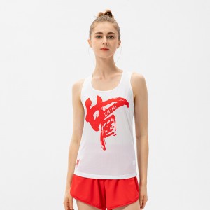 Women v neck printed tank top fitness quick dry marathon running underwaist sleeveless tshirts