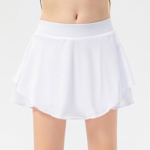 Girls 2 in 1 tennis skirt running dance training shorts fake two piece yoga pants with inner pocket