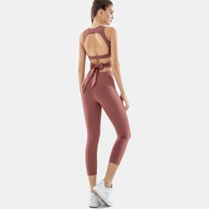 Wholesale custom women shockproof sport bra vest top yoga butt lift tights leggings gym set