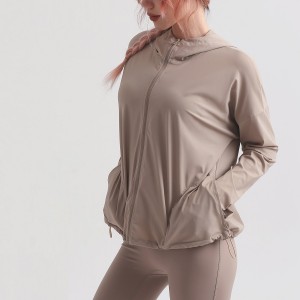 Women running zip up hoodies quick dry workout training lightweight long sleeve hooded jackets