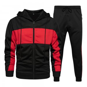 Mens zip hoodies two piece tracksuits colorblock hooded jackets stripe trackpants running sweatsuits